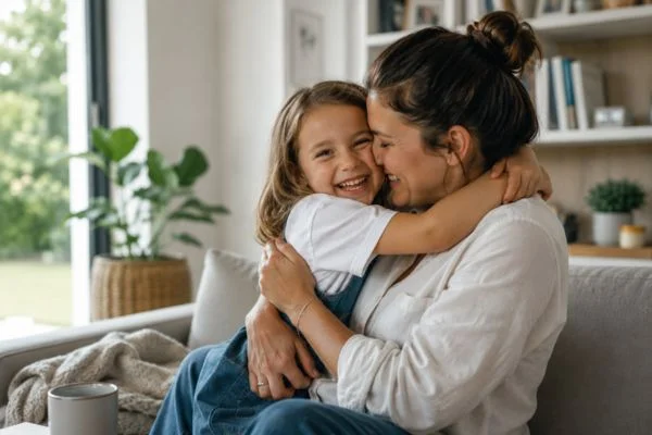 happy child with parent after parenting plans Leeds
